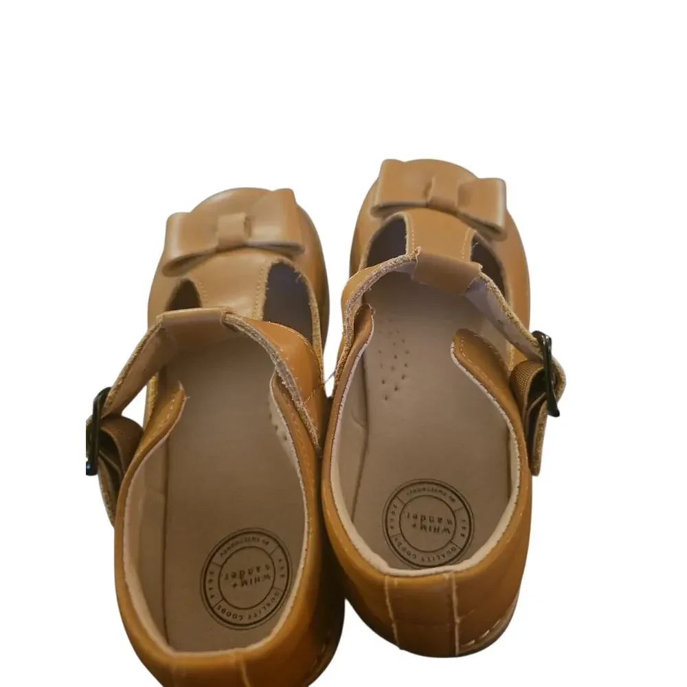 Whim & Wander by SweetHoney T-Strap Bow Mary Janes brown leather girls 13